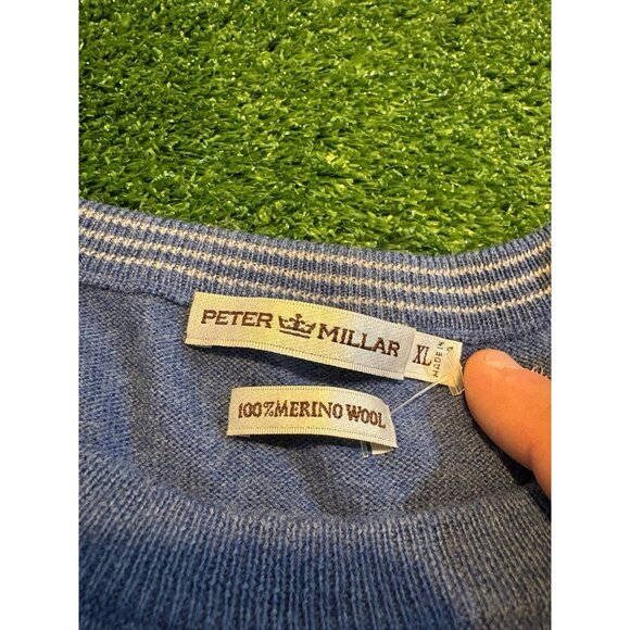 Peter Millar sweater mens extra large blue merino wool breathable lighweight P - Picture 3 of 15